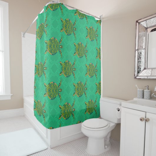 Zee schildpad Aquamarine Shower Curtain Douchegordijn (In situ)