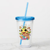 Zee Schildpad Baby Gelukkig en schattig personage Acryl Drinkbeker (Achterkant)