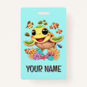 Zee Schildpad Baby Gelukkig en schattig personage Badge (Achterkant)