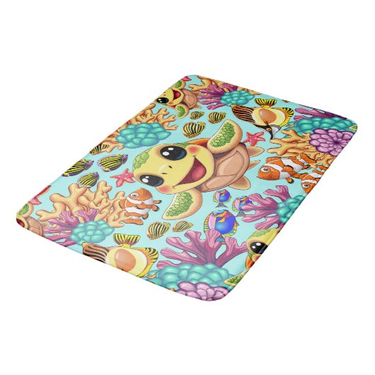 Zee Schildpad Baby Gelukkig en schattig personage Badmat (Gekanteld)