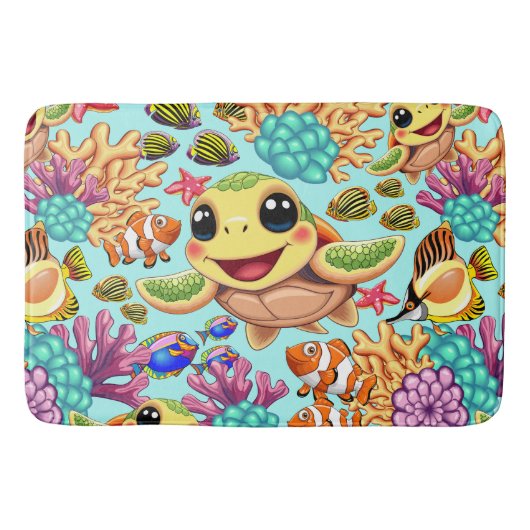 Zee Schildpad Baby Gelukkig en schattig personage Badmat (Voorkant)
