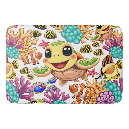 Zee Schildpad Baby Gelukkig en schattig personage Badmat (Voorkant)