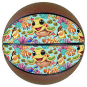 Zee Schildpad Baby Gelukkig en schattig personage Basketbal (Voorkant)