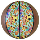 Zee Schildpad Baby Gelukkig en schattig personage Basketbal (Verticaal)