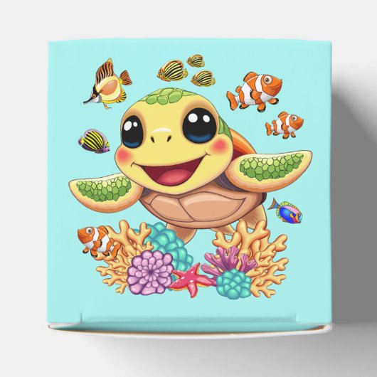 Zee Schildpad Baby Gelukkig en schattig personage Bedankdoosjes (Bovenkant)