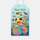 Zee Schildpad Baby Gelukkig en schattig personage Cadeaulabel (Voorkant)
