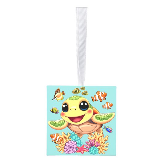 Zee Schildpad Baby Gelukkig en schattig personage Decoratie (Rechts)