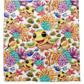 Zee Schildpad Baby Gelukkig en schattig personage Douchegordijn (Voorkant)