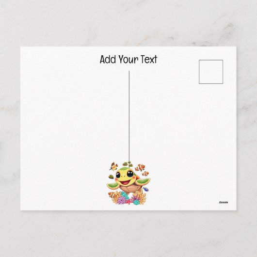 Zee Schildpad Baby Gelukkig en schattig personage Feestdagenkaart (Achterkant)