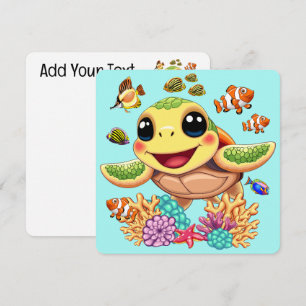 Zee Schildpad Baby Gelukkig en schattig personage Feestdagenkaart