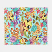Zee Schildpad Baby Gelukkig en schattig personage Fleece Deken (Voorkant (Horizontaal))