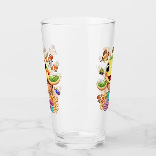 Zee Schildpad Baby Gelukkig en schattig personage Glas (Links)