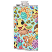 Zee Schildpad Baby Gelukkig en schattig personage Heupfles (Links)