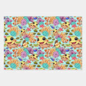 Zee Schildpad Baby Gelukkig en schattig personage Inpakpapier Vel (Voorkant 3)