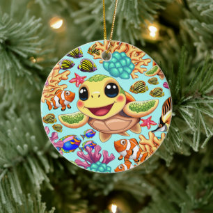 Zee Schildpad Baby Gelukkig en schattig personage Keramisch Ornament