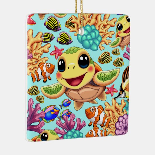 Zee Schildpad Baby Gelukkig en schattig personage Keramisch Ornament (Rechts)