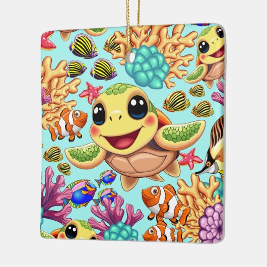 Zee Schildpad Baby Gelukkig en schattig personage Keramisch Ornament (Links)