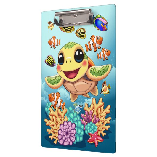 Zee Schildpad Baby Gelukkig en schattig personage Klembord (Links)