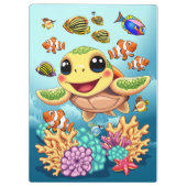 Zee Schildpad Baby Gelukkig en schattig personage Klembord (Achterkant)