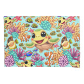 Zee Schildpad Baby Gelukkig en schattig personage Kussensloop (Voorkant)