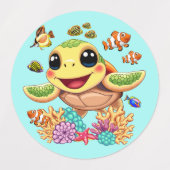 Zee Schildpad Baby Gelukkig en schattig personage Labels (Design 1)