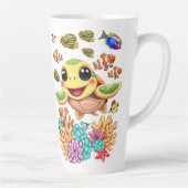 Zee Schildpad Baby Gelukkig en schattig personage Latte Mok (Rechts)