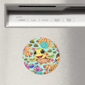 Zee Schildpad Baby Gelukkig en schattig personage Magneet (Insitu (Vaatwasser))