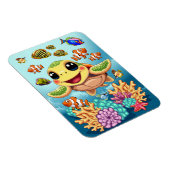 Zee Schildpad Baby Gelukkig en schattig personage Magneet (Rechterzijde)