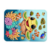 Zee Schildpad Baby Gelukkig en schattig personage Magneet (Horizontaal)