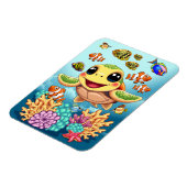 Zee Schildpad Baby Gelukkig en schattig personage Magneet (Linkerzijde)