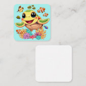 Zee Schildpad Baby Gelukkig en schattig personage Notitiekaartje (Voorkant / Achterkant)