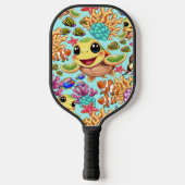 Zee Schildpad Baby Gelukkig en schattig personage Pickleball Paddle (Achterkant)