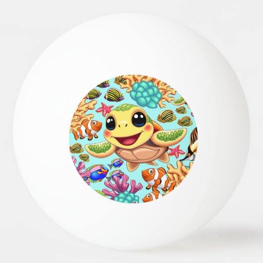 Zee Schildpad Baby Gelukkig en schattig personage Pingpongbal (Voorkant)
