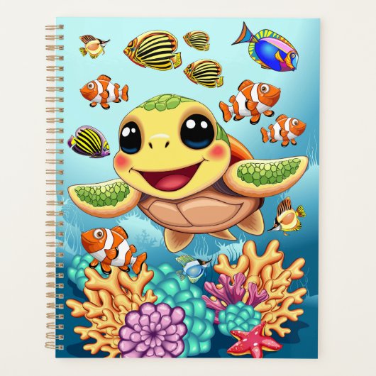 Zee Schildpad Baby Gelukkig en schattig personage Planner (Voorkant)