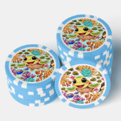 Zee Schildpad Baby Gelukkig en schattig personage Poker Chips (Opstapeling)