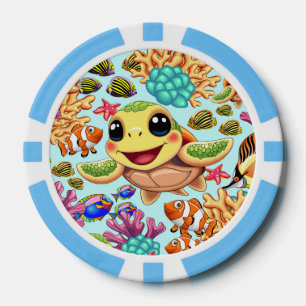 Zee Schildpad Baby Gelukkig en schattig personage Poker Chips