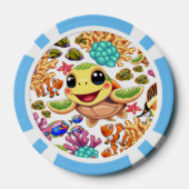 Zee Schildpad Baby Gelukkig en schattig personage Poker Chips (Achterkant)