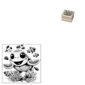 Zee Schildpad Baby Gelukkig en schattig personage Rubberstempel (Gestempeld)