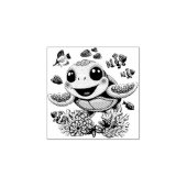 Zee Schildpad Baby Gelukkig en schattig personage Rubberstempel (Afrduk)