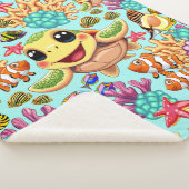 Zee Schildpad Baby Gelukkig en schattig personage Sherpa Deken (3/4)