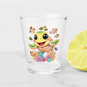 Zee Schildpad Baby Gelukkig en schattig personage Shot Glas