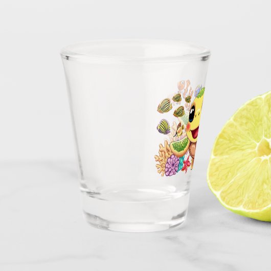 Zee Schildpad Baby Gelukkig en schattig personage Shot Glas (Links)