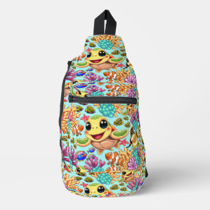 Zee Schildpad Baby Gelukkig en schattig personage Sling Bag