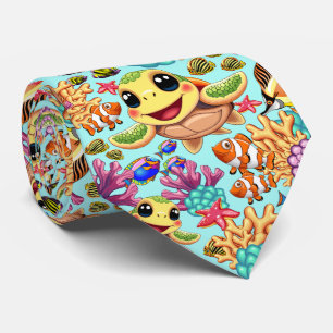 Zee Schildpad Baby Gelukkig en schattig personage Stropdas