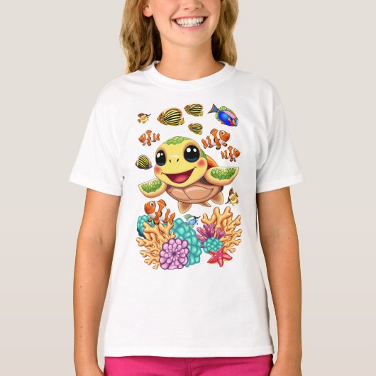 Zee Schildpad Baby Gelukkig en schattig personage T-shirt (Voorkant)