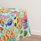 Zee Schildpad Baby Gelukkig en schattig personage Tafelkleed (Voorbeeld)