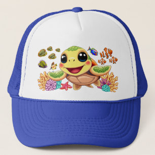 Zee Schildpad Baby Gelukkig en schattig personage Trucker Pet