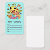 Zee Schildpad Baby Gelukkig en schattig personage Visitekaartje (Voorkant / Achterkant)