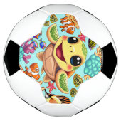 Zee Schildpad Baby Gelukkig en schattig personage Voetbal (Gedraaid)