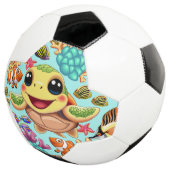 Zee Schildpad Baby Gelukkig en schattig personage Voetbal (Drie kwart)